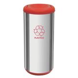 Lixeira inox tramontina com acabamento polido etampa basculante vermelha em polipropileno 40 l