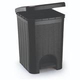 Lixeira Para Banheiro de Plástico 12 Litros com Pedal Preto - Nitron