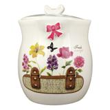 Lixeira para Banheiro em Porcelana Fresh Beautiful Flores 1 Peça - Amigold