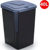 Lixeira PLástica Ecofácil com Tampa Automática 40 Litros cor Preta com Tampa Prata Ref. 5073 Arthi