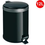 Lixeira Plástica Redonda com Pedal Preta 12 Litros - Viel