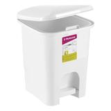 Lixeira Retangular com Pedal Plastico Branco 6 litros Primafer