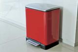 Lixeira Retangular Inox 19 L com Pedal e 2 Cestos Removíveis Haus Metais Vermelho