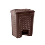 Lixeira Retangular Rattan Com Pedal E Tampa 13l Marrom - Não definido
