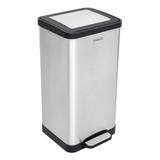 Lixeira Tramontina Quadratta Inox com Acabamento Scotch Brite e Balde Interno Removível 15L