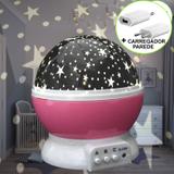 Luminária Infantil Projetor Abajur Criança Estrelas Rosa CBRN10684 - Commerce brasil