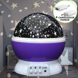 Luminária Infantil Projetor Abajur Criança Estrelas Roxo CBRN10691 - Commerce brasil