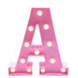 Luminária Letra A Led Decorativa Rosa Bebê 22cm Decoração Festa - Limp plastic