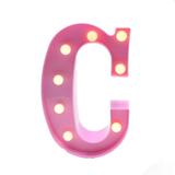 Luminária Letra C Led Decorativa Rosa Bebê 22cm Decoração Festa - Limp plastic
