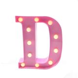 Luminária Letra D Led Decorativa Rosa Bebê 22cm Decoração Festa - Limp plastic