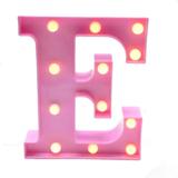 Luminária Letra E Led Decorativa Rosa Bebê 22cm Decoração Festa - Limp plastic