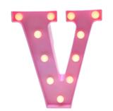 Luminária Letra V Led Decorativa Rosa Bebê 22cm Decoração Festa - Limp plastic