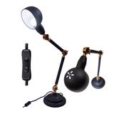 Luminária Mesa Abajur Articulada 1 E-27 Preto com Cobre St1205 - Starlumen