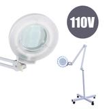 Lupa Estetica Luminaria LED Tripe Rodinhas Dentista Articulavel 110v - Braslu