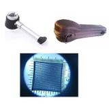Lupa para estetica joias selos em aluminio graduada de mao luz de wood com leds branco + led ultra v - Faça resolva