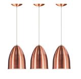 Lustre Pendente Kit 3 Luminária Cone De Alumínio Cobre Rosé - E-led brasil