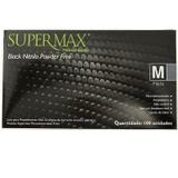 Luva de Procedimento Nitrílica Black sem Pó M C/100 SUPERMAX