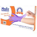LUVA NITRILA sem Po G com 100 unidades Violeta MEDIX