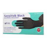 Luva Nitrílica Descartável SensiVolk Black 50 unidades Tam. 7 (P) - Volk do Brasil
