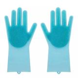 Luva Silicone Lava Louça Anti Térmica Azul - Thata esportes