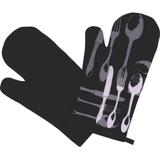 Luvas De Cozinha Vizapi 18X30Cm 270G Talheres Preto Branco Cinza