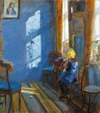 Luz do Sol no Quarto Azul - Anna Ancher - Tela 60x67 Para Quadro - Santhatela