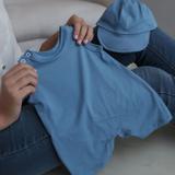 Macacão Regata Infantil Malha com Boné Azul Bebê - Mais que baby