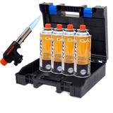 Maçarico Culinário Portatil C/ Regulagem Gourmet e 4 Refis Maleta - Titanium