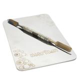 MACRILAN PLACA E ESPATULA PARA MAQUIAGEM AÇO INOX 11,5x7,5 REF. AC-04