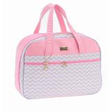 Mala Maternidade Luxo Menina Chevron Rosa GG - Sônia enxovais