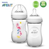 Mamadeira Anticólica 260ml AVENT com Bico de Silicone Pétala 1m+ BPA FREE - Flamingos
