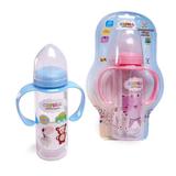 Mamadeira Bico Silicone Com Alca Rosa/azul 240Ml - Jwa