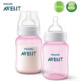 Mamadeira Classic+ Anticólica 260ml AVENT com Bico de Silicone 1m+ BPA FREE - Rosa