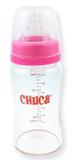 Mamadeira de Vidro 220ml com Bico de Silicone Chuca Baby - Rosa