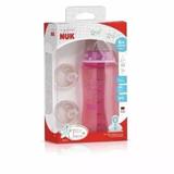 Mamadeira Nuk 300ml + 2 Bicos Silicone ROSA