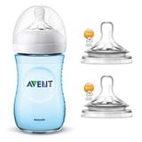 Mamadeira Pétala 260ml Azul + 2 Bico Nº 4 Avent - Philips avent