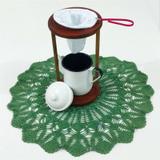 Mancebo Coador de Café em Madeira Com Bule Esmaltado Branco - Metallouça