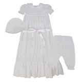 Mandrião de Batizado Cambraia e Entremeios Branco - Marli enxovais
