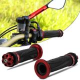 Manopla Guidão Esportiva Antiderrapante Moto Universal Tipo Rizoma Júpiter Vermelha Par - St