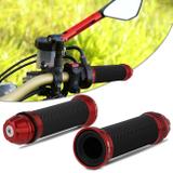 Manopla Guidão Esportiva Antiderrapante Moto Universal Tipo Rizoma Vermelho Com Peso de Guidão Par - St