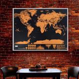 Mapa Mundi Raspar Viagens Raspadinha Scratch Map 80x60 Quadro - Braslu