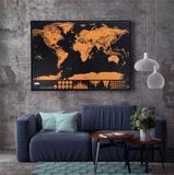Mapa Mundi Raspar Viagens Raspadinha Scratch Map 80x60cm Quadro Presente - Ab midia