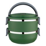 Marmita Dupla Verde 1,4L com Alça Lunch Box Euro