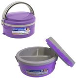 Marmita termica de plastico com 3 divisorias e trava lateral lilas 1,5l - Paramount