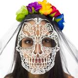 Mascara de Caveira Mexicana com Tiara e Véu - Sulamericana