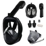 Máscara De Mergulho Snorkel Full Face Com Suporte Para Gopro Câmera De Ação Preto L/XL
