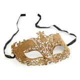 Máscara Elegância Arabesco Acessório Carnaval Dourado - Cromus