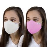 Máscara Tecido Reutilizável Lavável Dupla Camada Rosa/Branco - Pró Saúde Care
