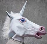 Máscara Unicórnio Cabeça De Cavalo Branco Com Chifre - Bolaazul