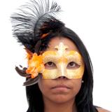Máscara Veneziana Flor Laranja com Dourado - Corrigir